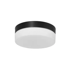 Plafón LED Ikaro negro, Ø 18 cm, metal, plástico