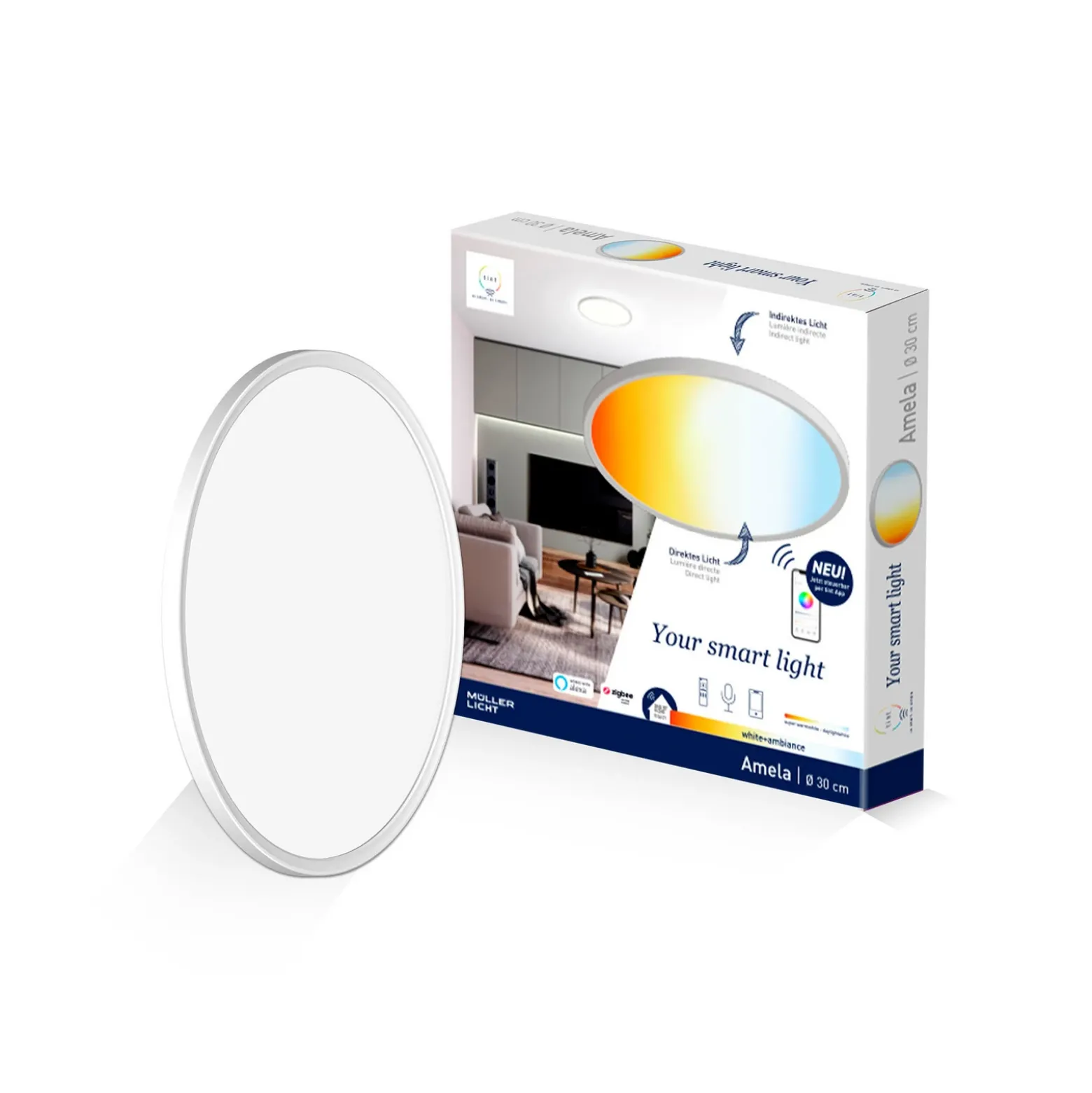 Plafón LED inteligente Amela de Müller Licht tint, Ø 30 cm