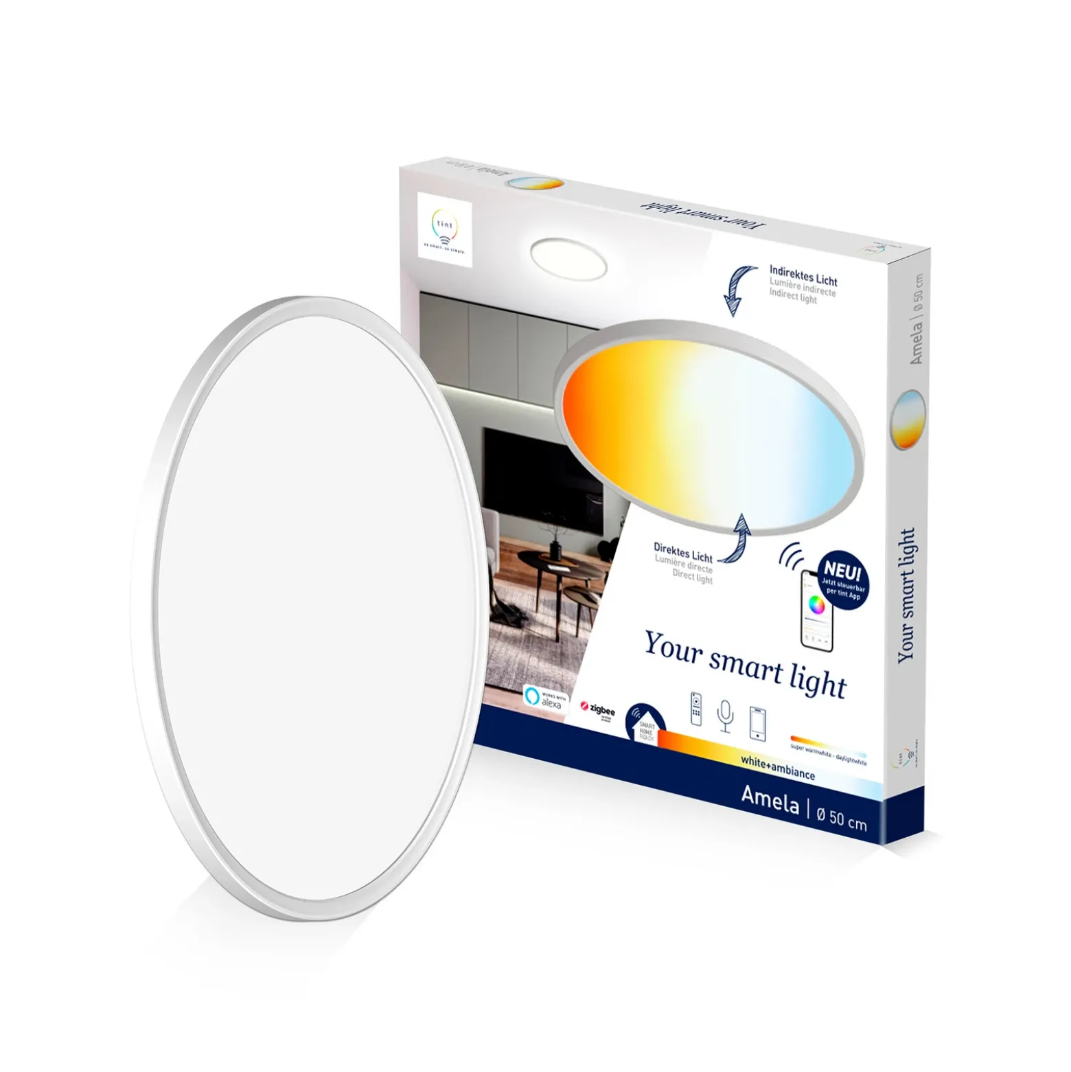Plafón LED inteligente Amela de Müller Licht tint, Ø 50 cm