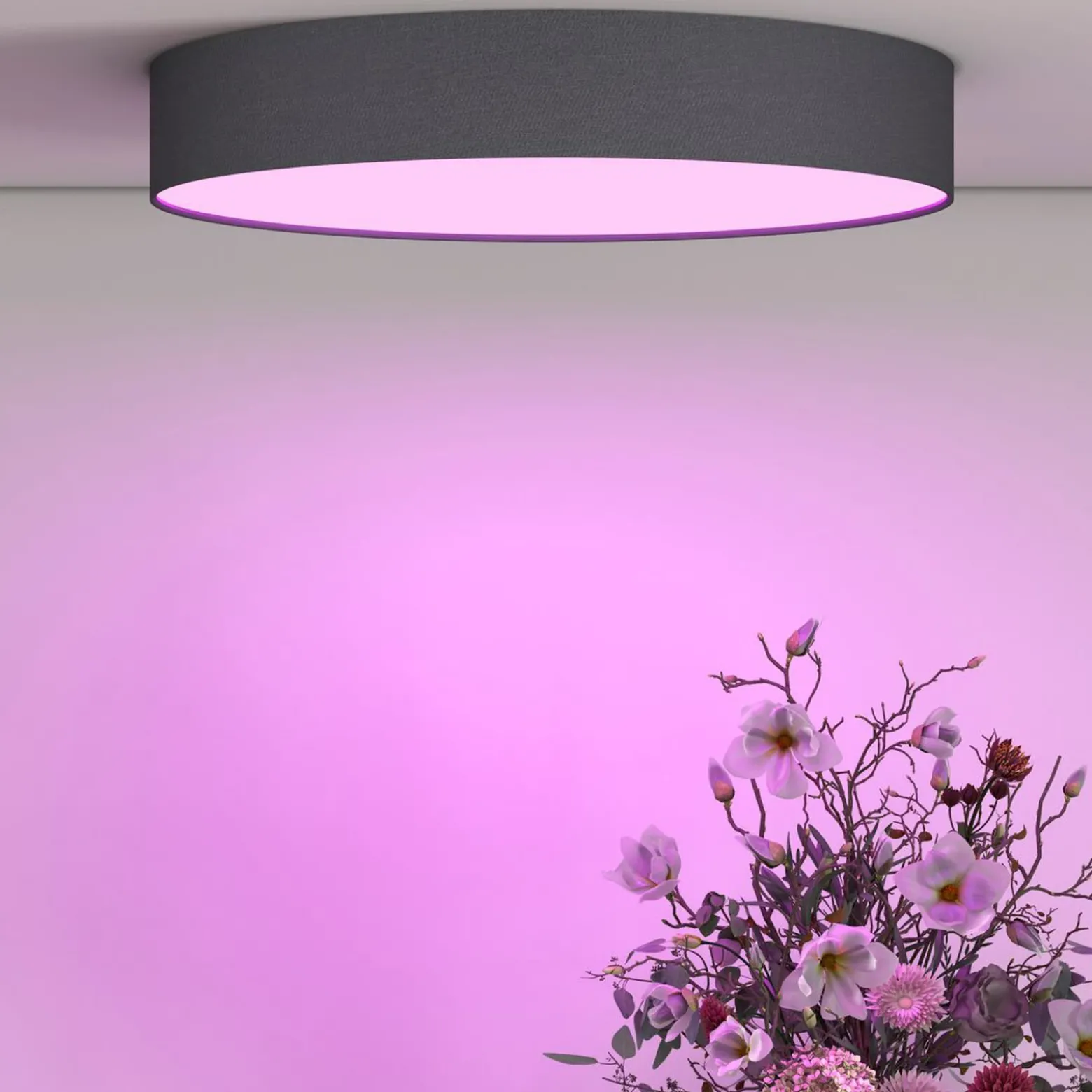 plafón LED inteligente Calex Fabric, Ø 30 cm, RGBW, atenuable