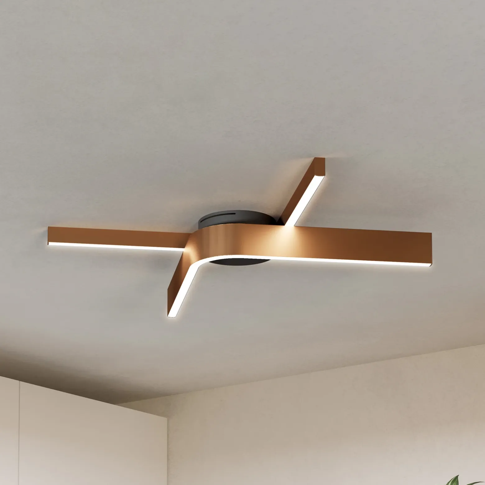 Plafón LED inteligente para techo Folcino-Z, color bronce, 64 cm, CCT