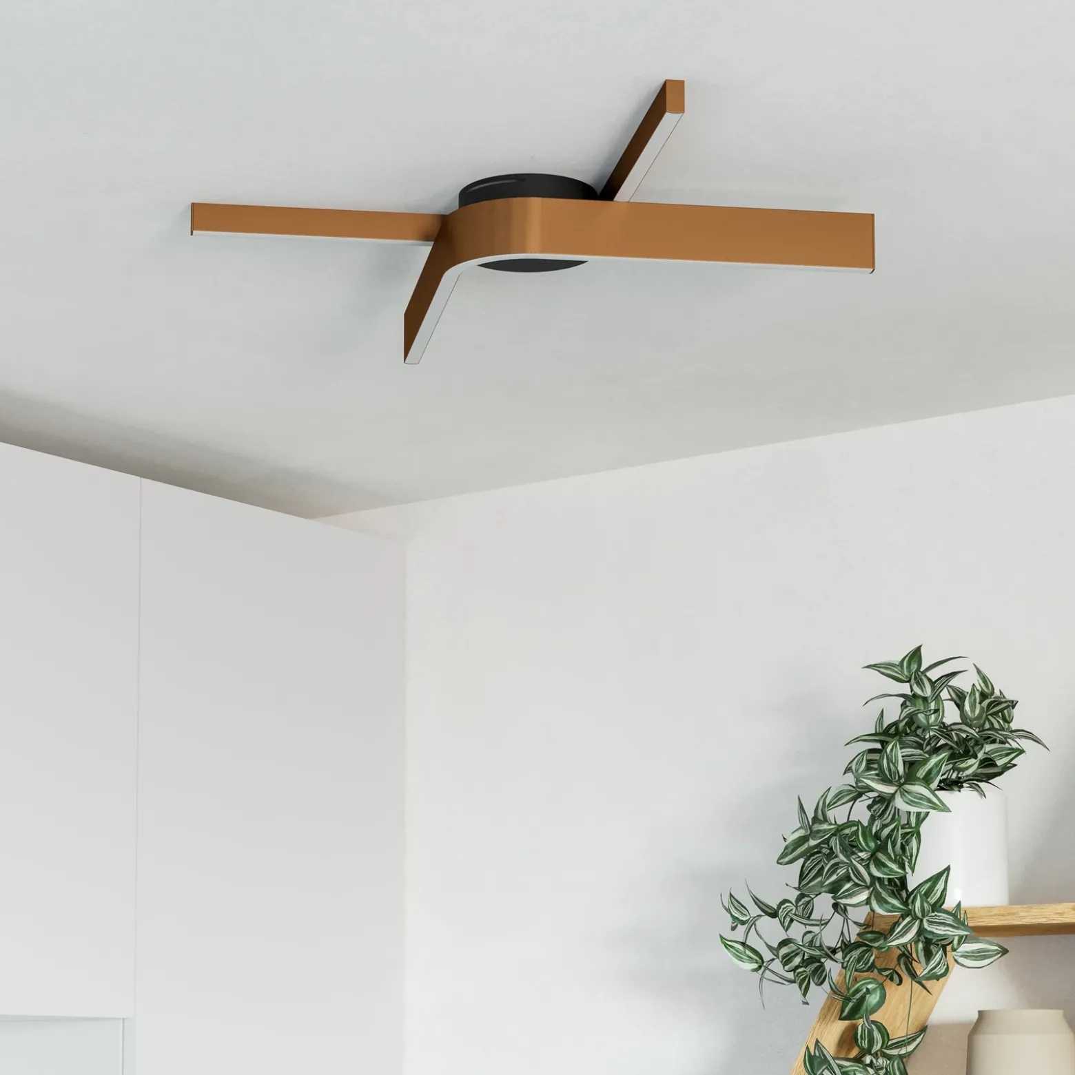 Plafón LED inteligente para techo Folcino-Z, color bronce, 64 cm, CCT