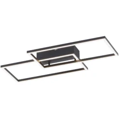 Plafón LED Iven, atenuable, negro, 60,5 x 32,5 cm