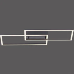 Plafón LED Iven, atenuable, negro, 60,5 x 32,5 cm