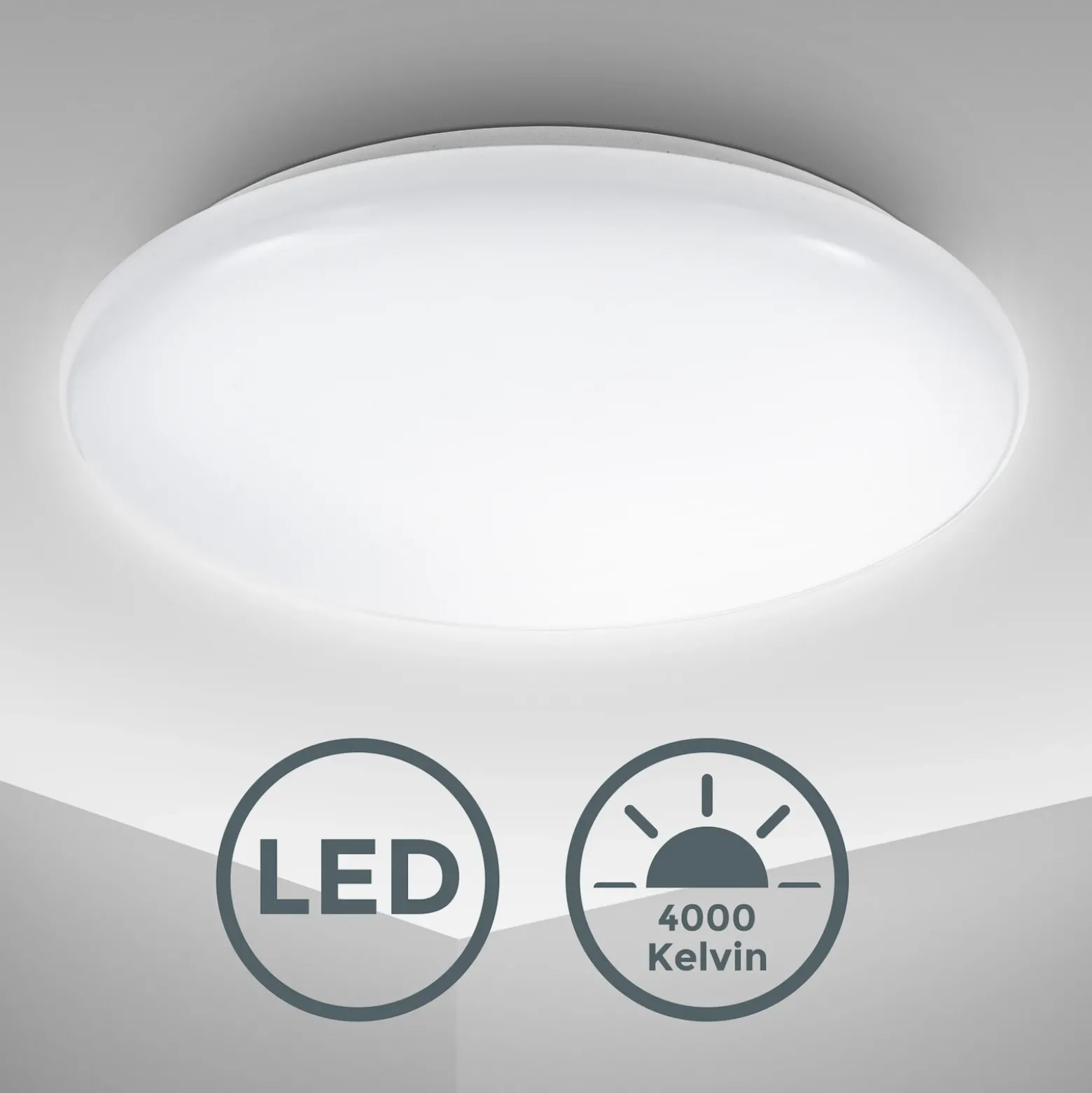 Plafón LED Jill, blanco, Ø 27,8 cm, plástico, 4000 K