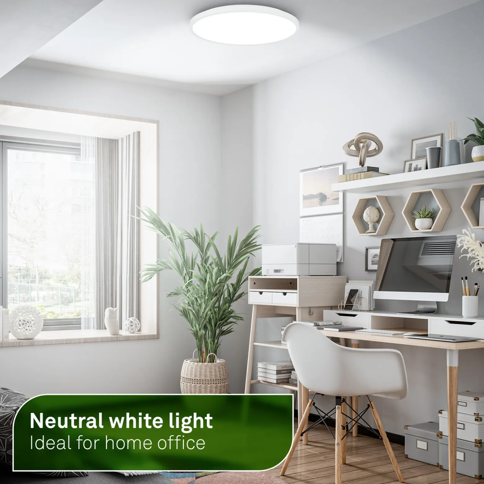 Plafón LED Kaida, blanca, Ø 30 cm, EEC A, 4000 K