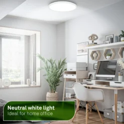 Plafón LED Kaida, blanca, Ø 30 cm, EEC A, 4000 K