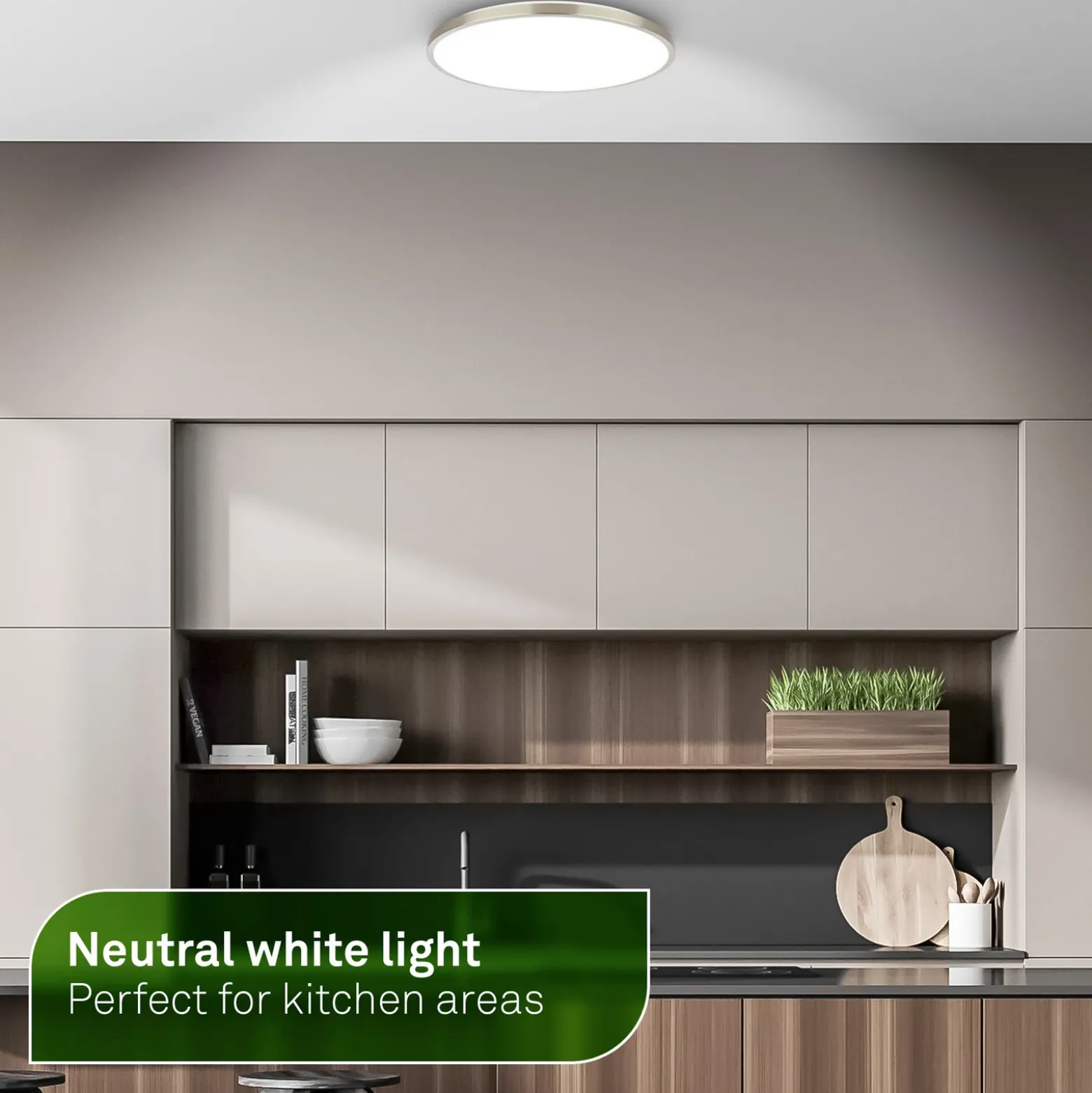 Plafón LED Kaida níquel mate, Ø 30 cm, EEC A, 4000 K