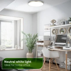Plafón LED Kaida níquel mate, Ø 30 cm, EEC A, 4000 K