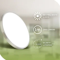 Plafón LED Kaida níquel mate, Ø 30 cm, EEC A, 4000 K