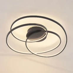 Plafón LED Kateryna de Lindby, negro, Ø 60 cm, atenuable
