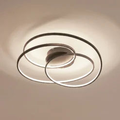 Plafón LED Kateryna de Lindby, negro, Ø 60 cm, atenuable
