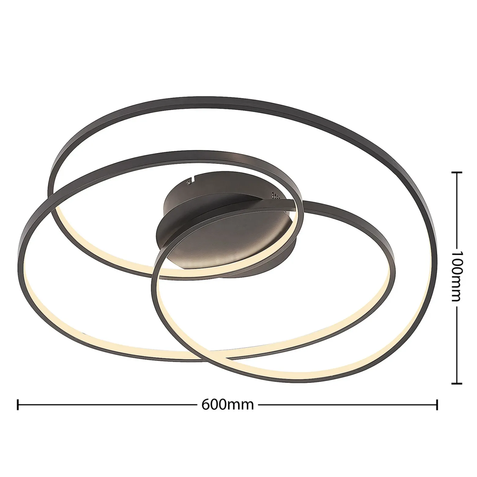Plafón LED Kateryna de Lindby, negro, Ø 60 cm, atenuable