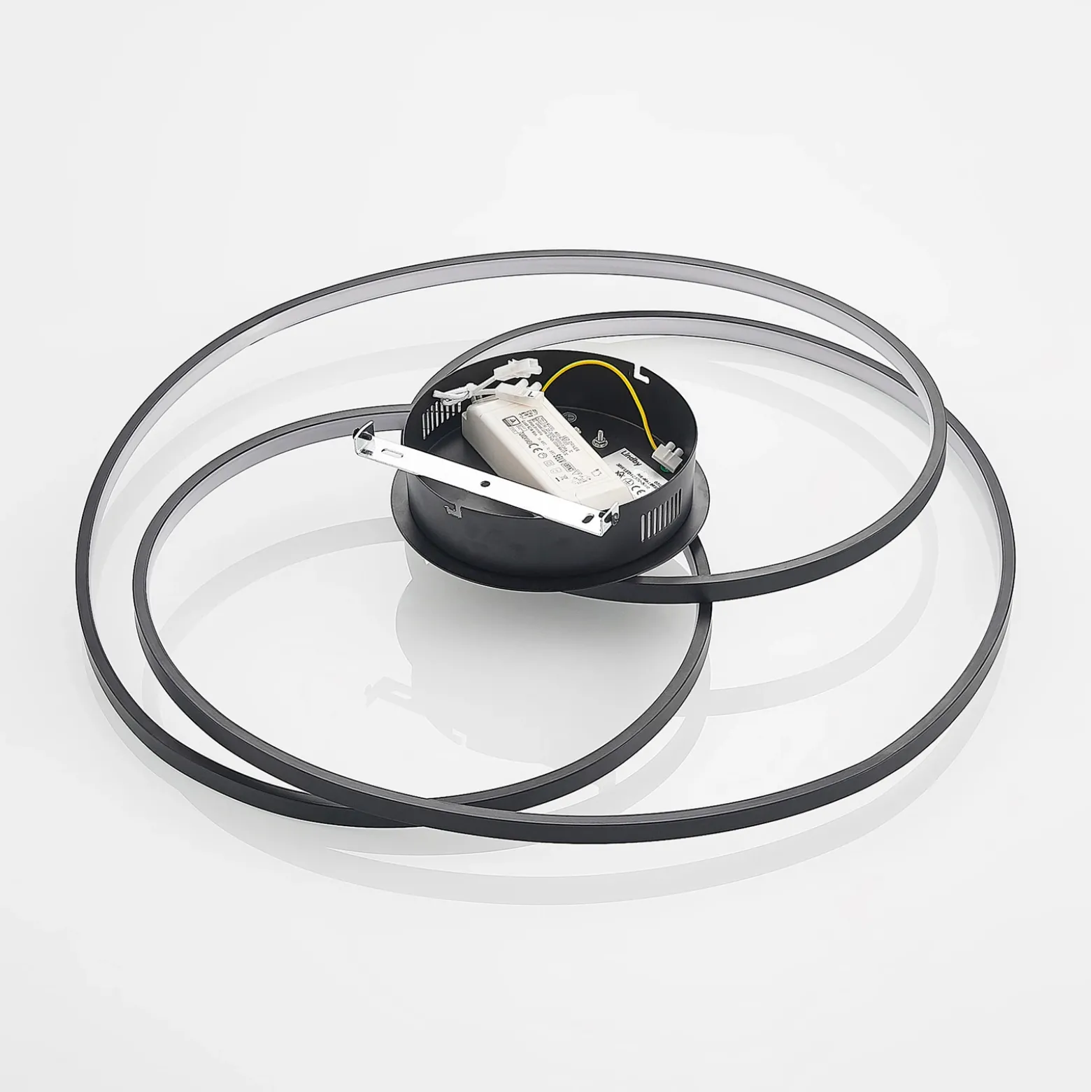 Plafón LED Kateryna de Lindby, negro, Ø 60 cm, atenuable