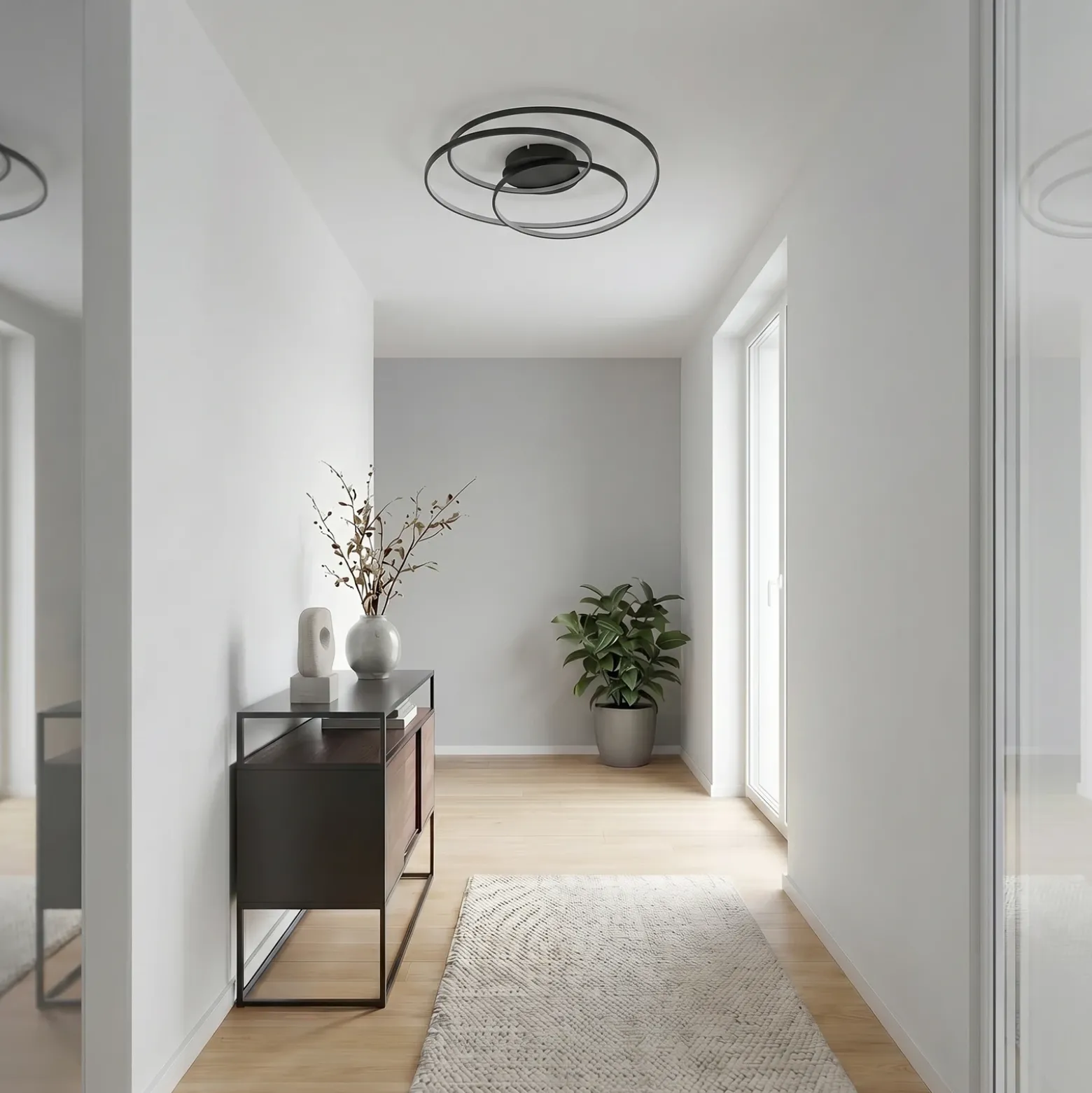 Plafón LED Kateryna de Lindby, negro, Ø 60 cm, atenuable