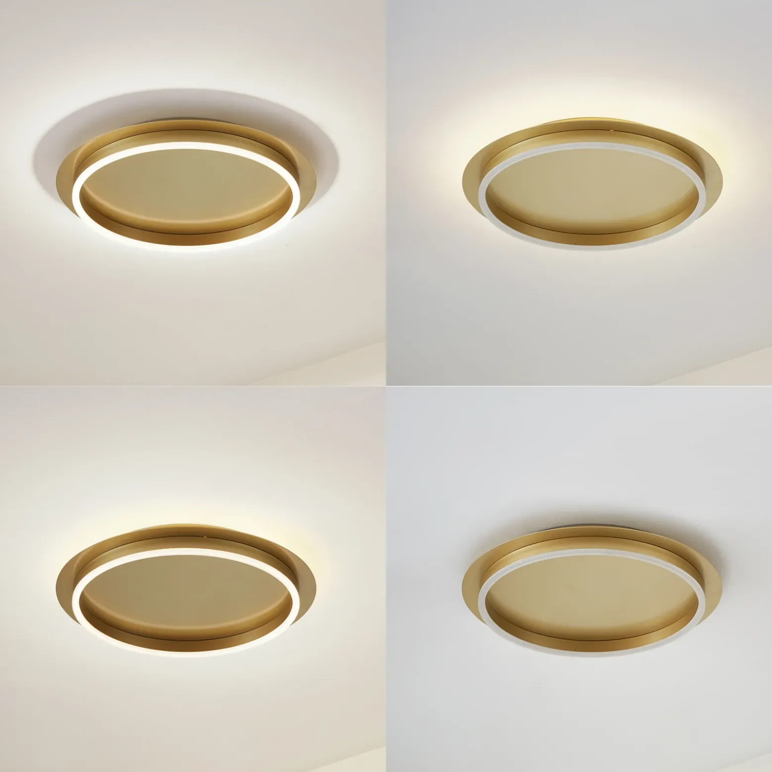 Plafón LED Kunis de Lindby, dorado, plástico, Ø 46cm