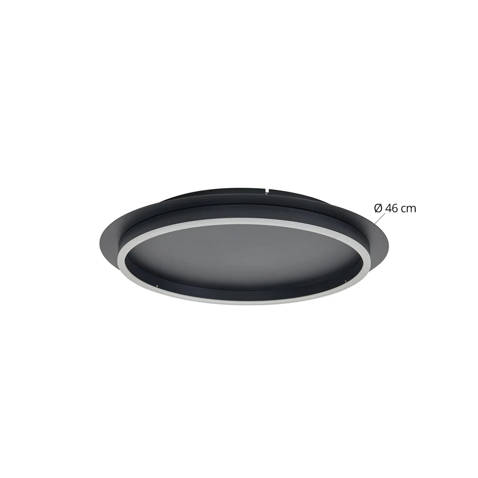 Plafón LED Kunis de Lindby, negro, plástico, Ø 46 cm