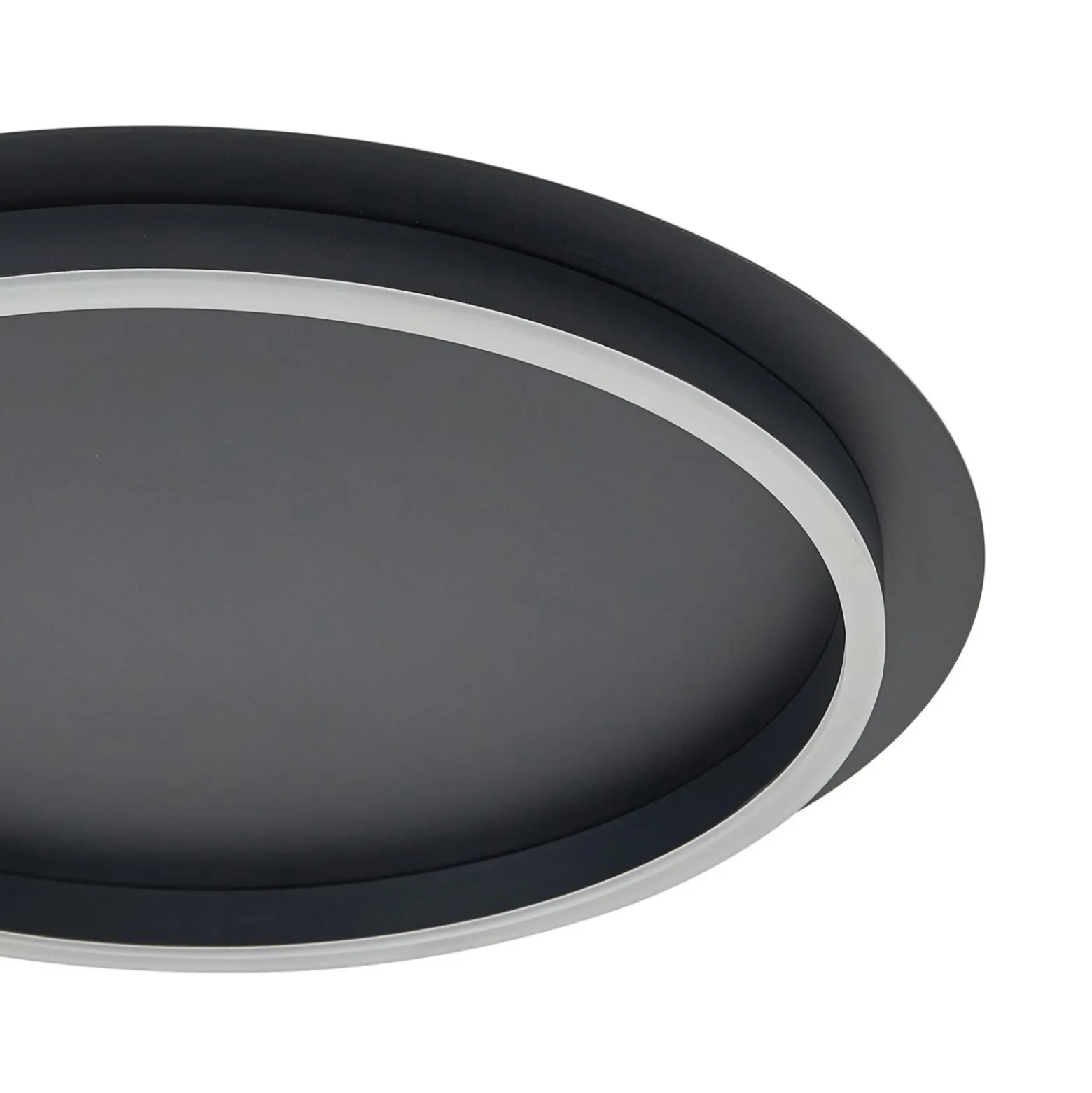 Plafón LED Kunis de Lindby, negro, plástico, Ø 46 cm