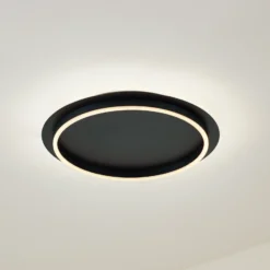 Plafón LED Kunis de Lindby, negro, plástico, Ø 46 cm