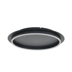 Plafón LED Kunis de Lindby, negro, plástico, Ø 46 cm