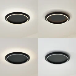 Plafón LED Kunis de Lindby, negro, plástico, Ø 46 cm