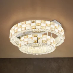 Plafón LED Lidia, ámbar/transparente, cristal, CCT, atenuable