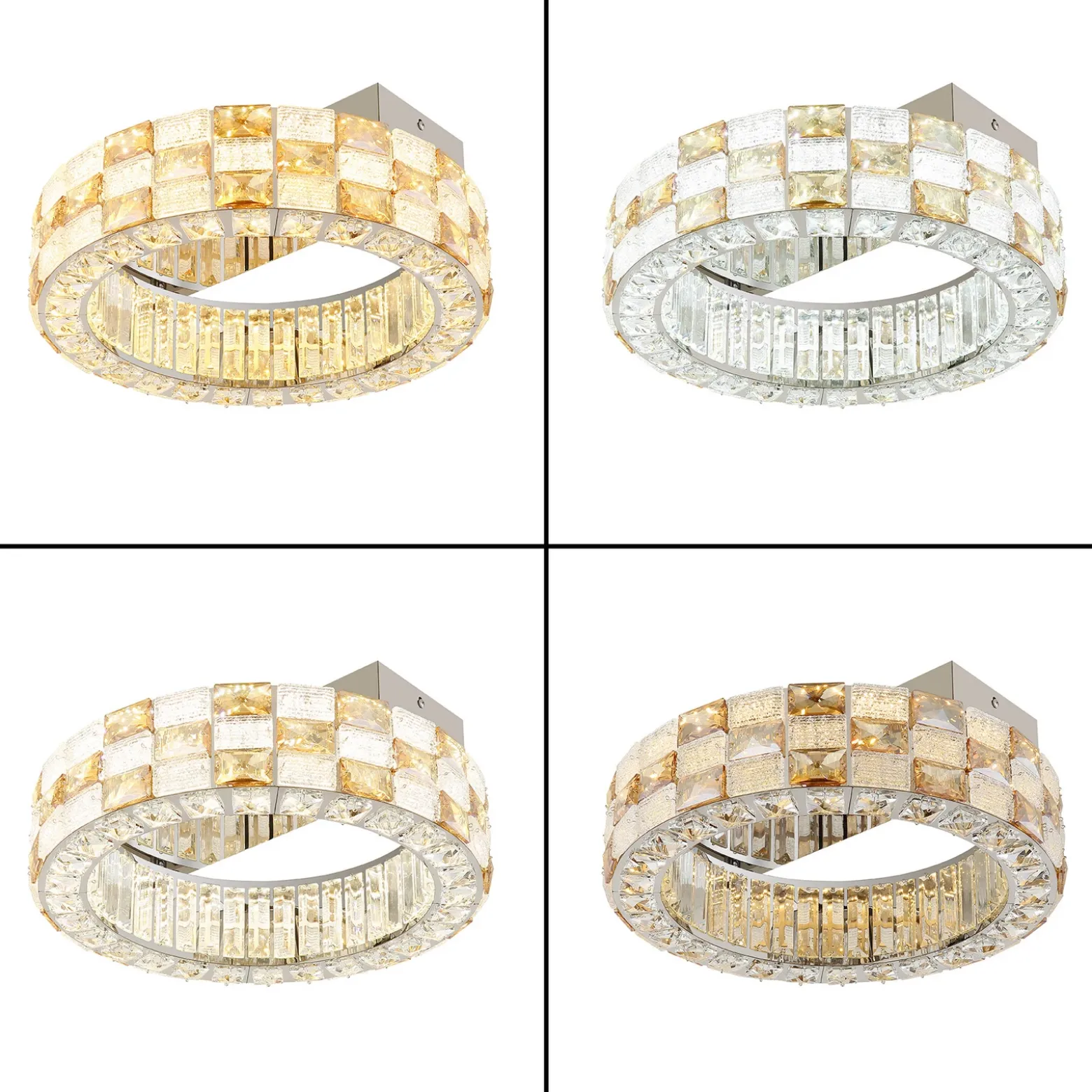 Plafón LED Lidia, ámbar/transparente, cristal, CCT, atenuable
