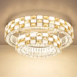 Plafón LED Lidia, ámbar/transparente, cristal, CCT, atenuable