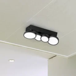 Plafón LED LightMe Aqua GU10, 4 luces, negro
