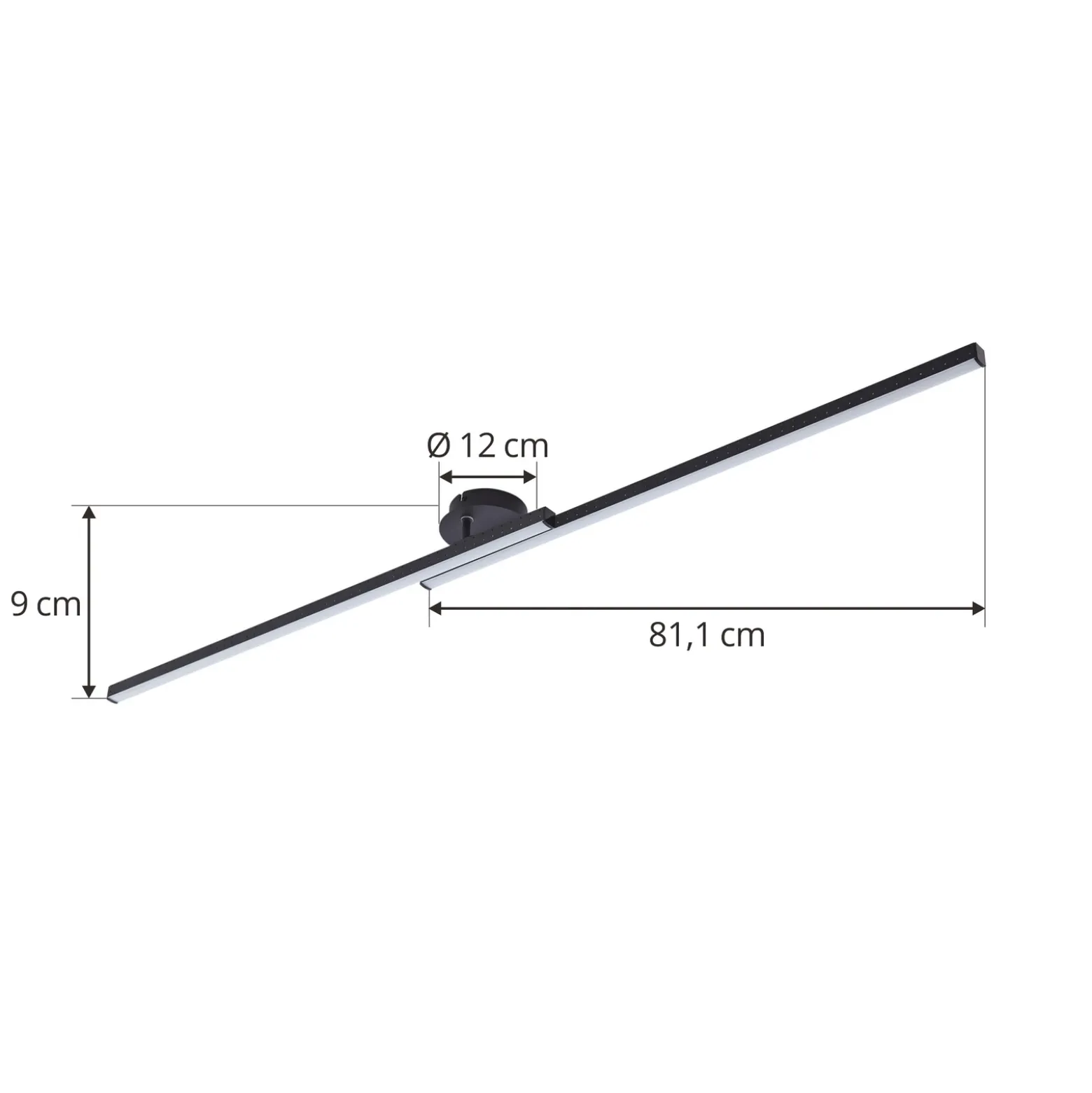 Plafón LED Lindby Aurendor, 135 cm, negro, metal