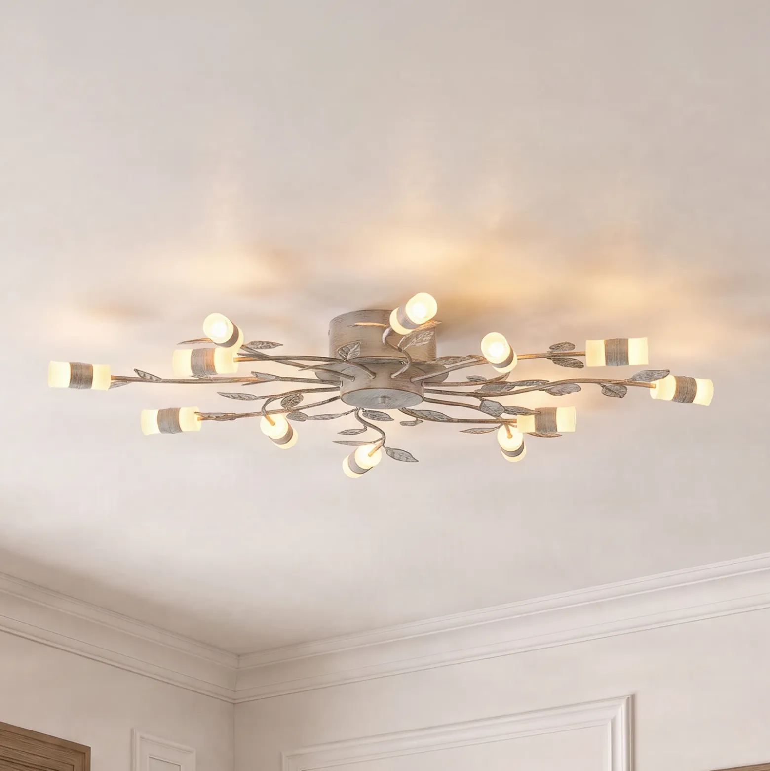 Plafón LED Lindby Bolonia, latón/blanco, Ø 80 cm