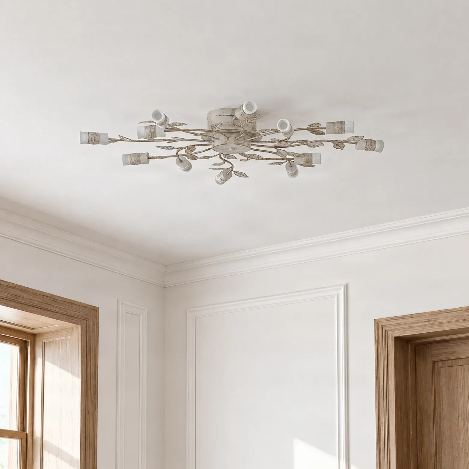 Plafón LED Lindby Bolonia, latón/blanco, Ø 80 cm