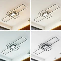 Plafón LED Lindby Caitlin, antracita, metal, 105cm