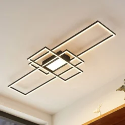 Plafón LED Lindby Caitlin, antracita, metal, 105cm