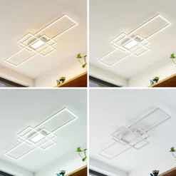 Plafón LED Lindby Caitlin, blanco, metal, 105cm