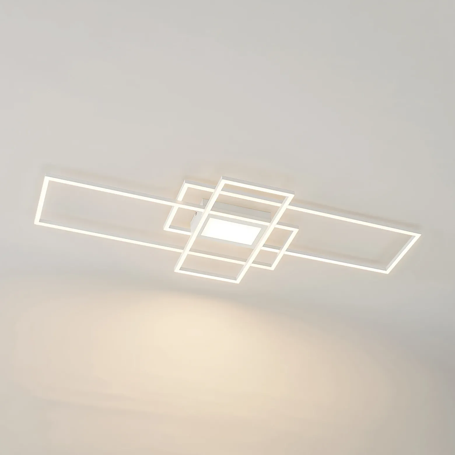 Plafón LED Lindby Caitlin, blanco, metal, 105cm