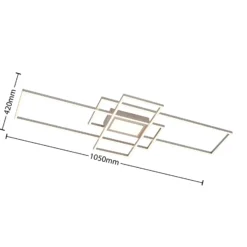 Plafón LED Lindby Caitlin, níquel, metal, 105cm