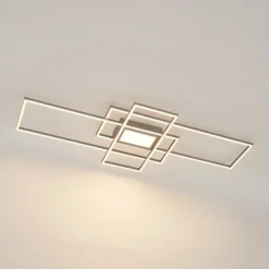 Plafón LED Lindby Caitlin, níquel, metal, 105cm