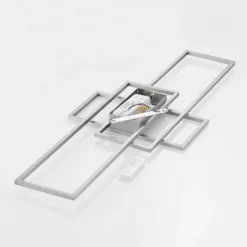 Plafón LED Lindby Caitlin, níquel, metal, 105cm