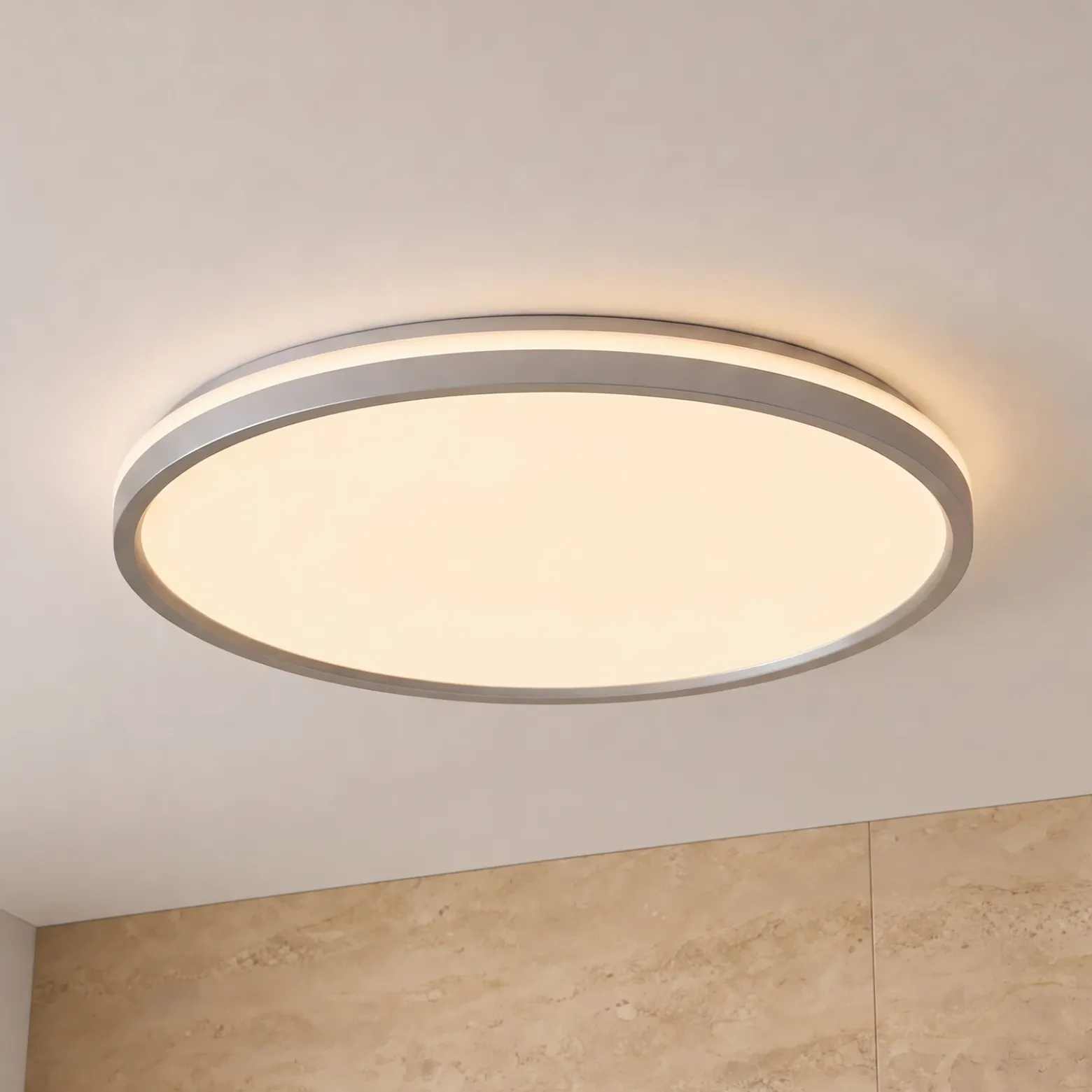 Plafón LED Lindby Edmund, plateado, Ø 39 cm, CCT, IP44