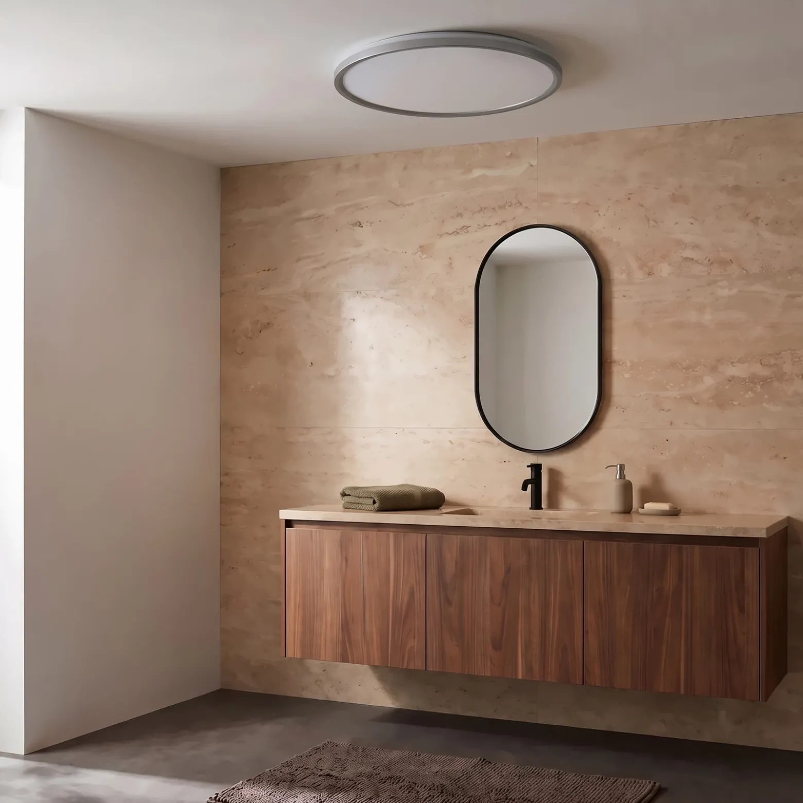 Plafón LED Lindby Edmund, plateado, Ø 39 cm, CCT, IP44