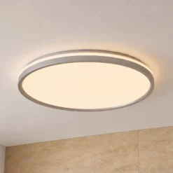 Plafón LED Lindby Edmund, plateado, Ø 39 cm, CCT, IP44
