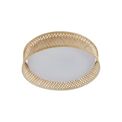 Plafón LED Lindby Eilif, bambú, Ø 40 cm