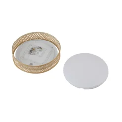 Plafón LED Lindby Eilif, bambú, Ø 40 cm