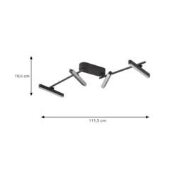 Plafón LED Lindby Eldrin, 4 luces, negro, tira de luz