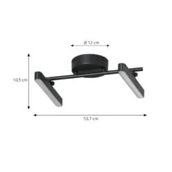 Plafón LED Lindby Eldrin, 2 luces, negro, tira de luz