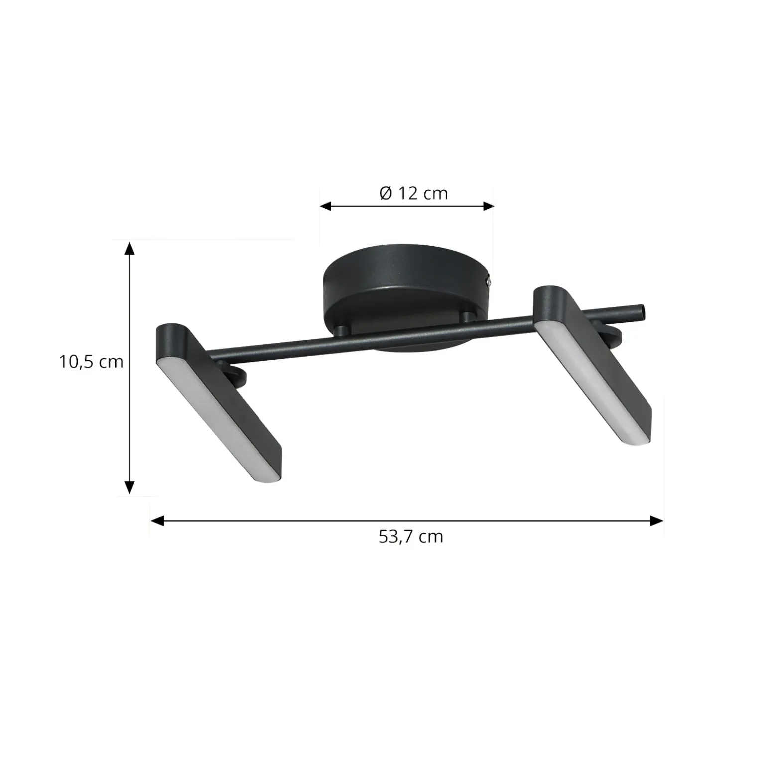 Plafón LED Lindby Eldrin, 2 luces, negro, tira de luz