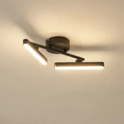 Plafón LED Lindby Eldrin, 2 luces, negro, tira de luz