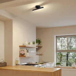 Plafón LED Lindby Eldrin, 1 luz, negro, tira de luz