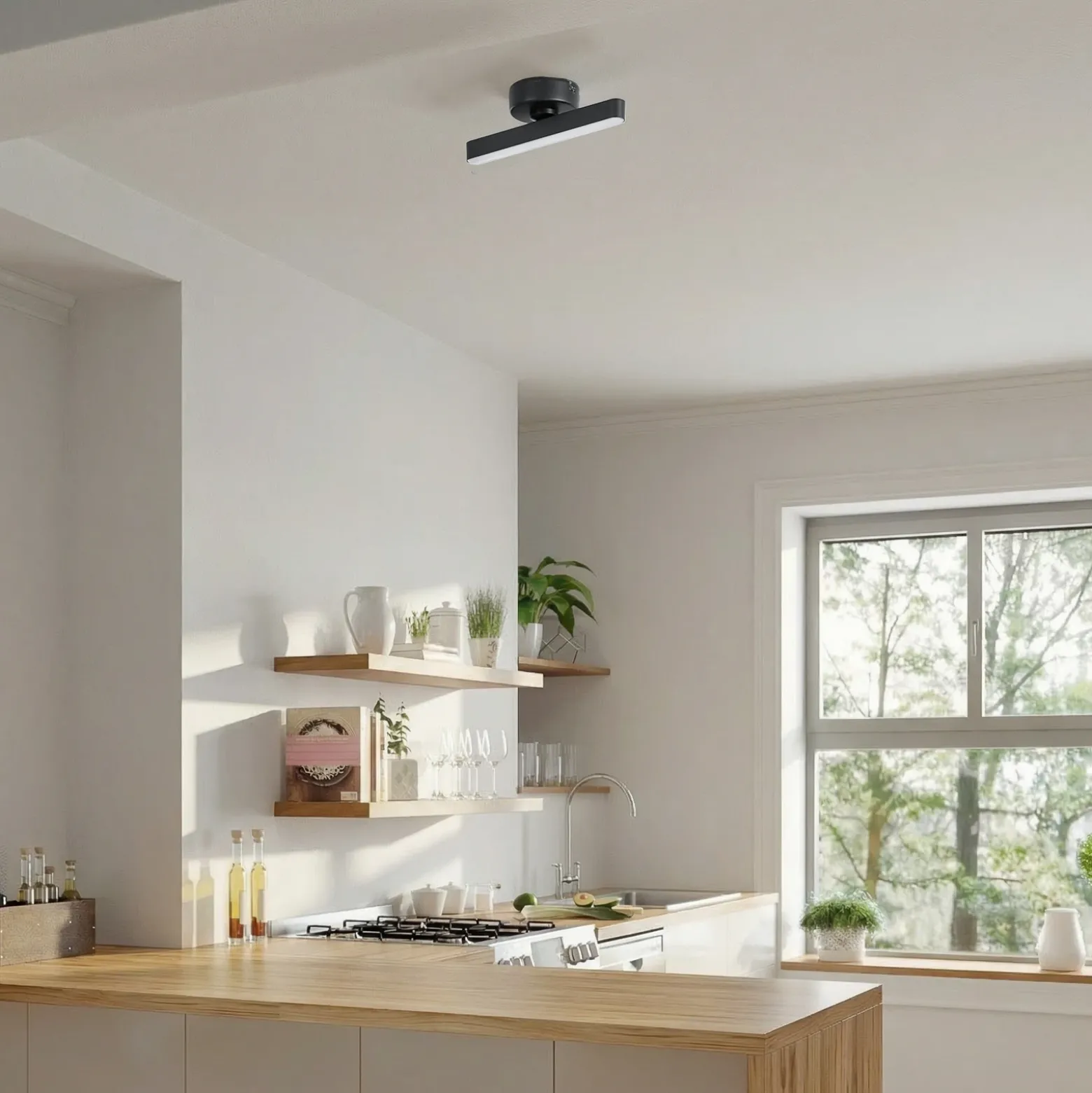 Plafón LED Lindby Eldrin, 1 luz, negro, tira de luz